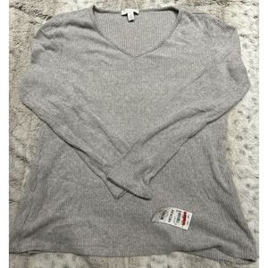 Charter club intimates Gray long sleeve sleepwear Pajama Pj Top M NWT Lux Rib